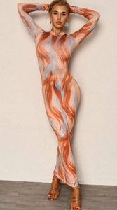 Abstract Print Bodycon Dress